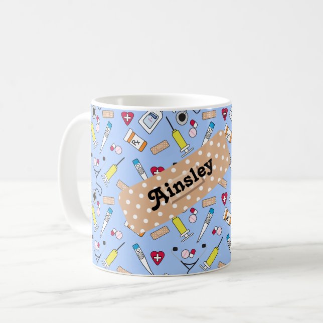 Caneca De Café Suprimentos de Doutor e Enfermeira Personalizados (Frente Esquerda)