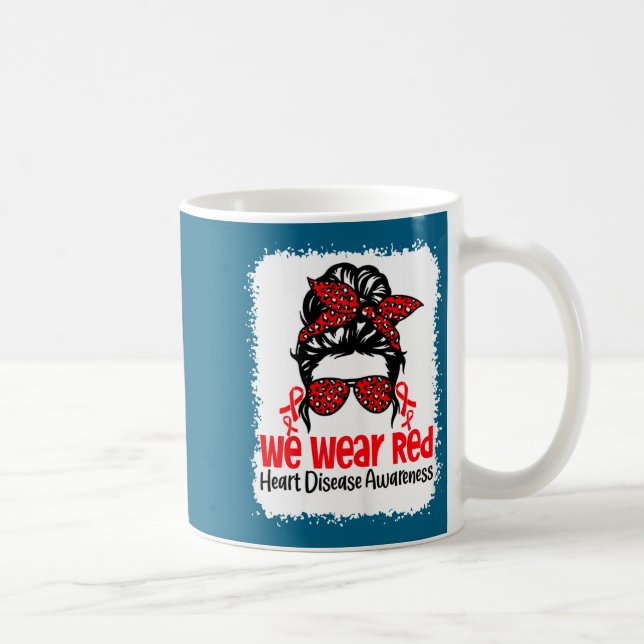 Caneca De Café Suprt Heart Disease Awareness We Wear Red Tee Woma (Direita)