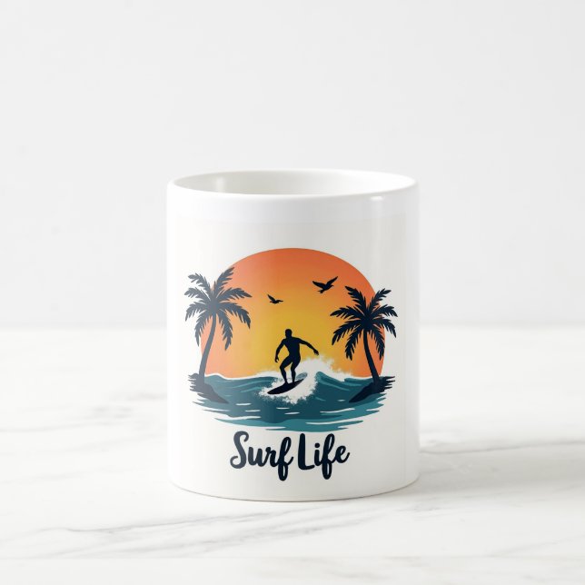 Caneca De Café Surf Life Minimizador Surfer Sunset Mug (Centro)