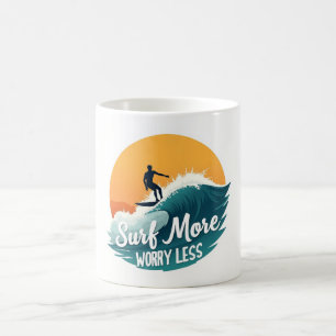 Caneca De Café Surf Mais ☕ Cama de Motivação de Onda Oceânica