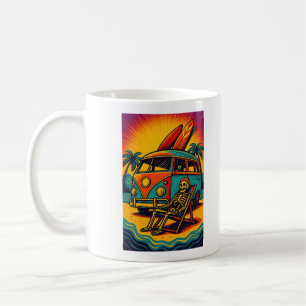 Caneca De Café Surf Van Skeleton Sunset