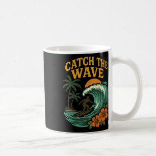 Caneca De Café Surf Vintage Pegue A Onda Onda Retro Surfista Prai