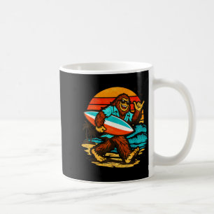 Caneca De Café Surfando bigfoot pôr do sol retrô praia tropical