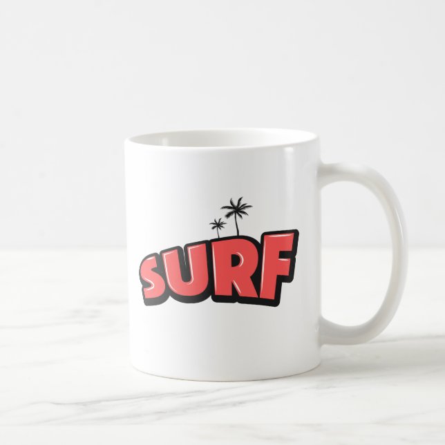 Caneca De Café Surfar, apenas surfar. Em vermelho (Direita)
