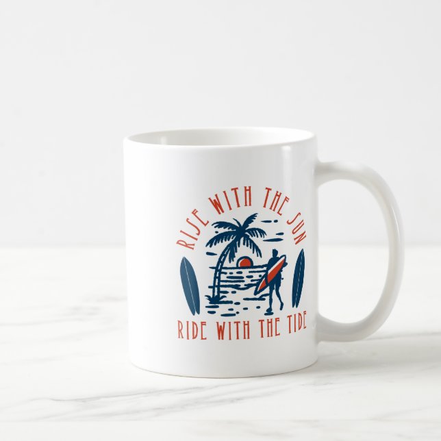 Caneca De Café Surfar Surfista Nasce Com O Sol Monta Com A Maré (Direita)