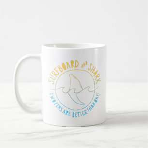 Caneca De Café Surfboard E Shark Funny Summer Vaces