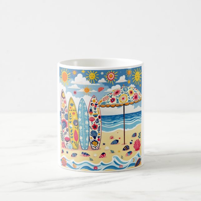 Caneca De Café Surfboard Folk Art Mug (Centro)
