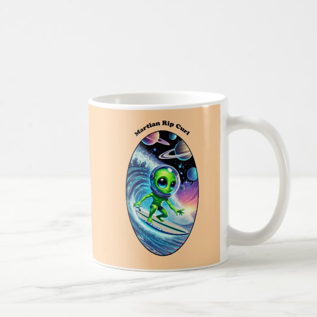 Caneca De Café Surfboard Surfing Space Alienígena pilhando um URM (Direita)