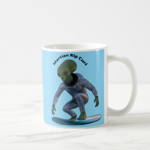 Caneca De Café Surfboard Surfing Space Marcian dirigindo um URM d