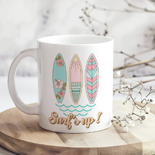 Caneca De Café Surfboards de Pastel Retro