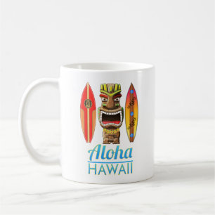 Caneca De Café Surfe de Aloha Hawaii Havaiano em Tiki