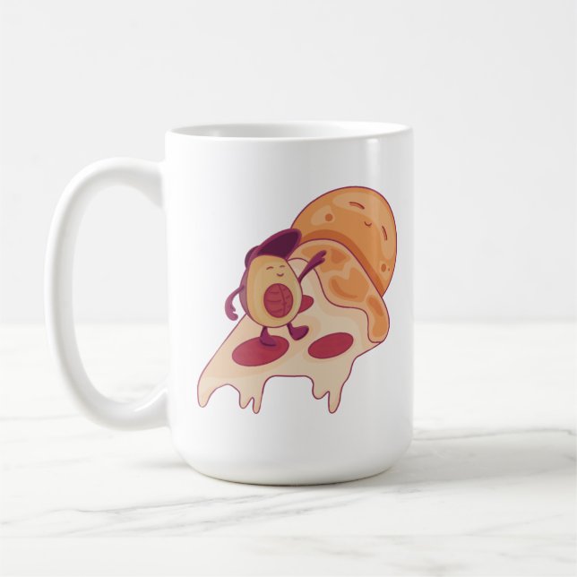 Caneca De Café Surfe no Avocado em uma fatia de Pizza Summer Vers (Esquerda)