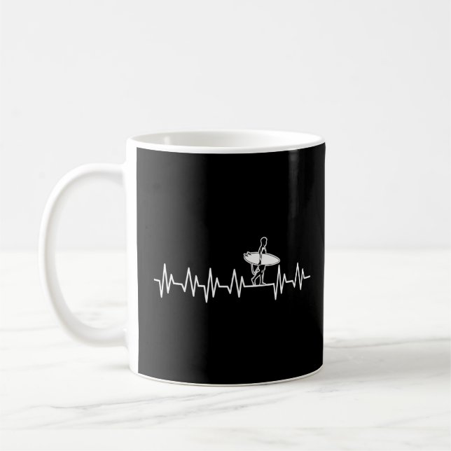 Caneca De Café Surfer Cara Pulse Line Surfboard Beach Bu (Esquerda)