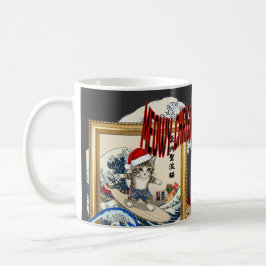 Caneca De Café Surfing Santa Inspired by Hokusai