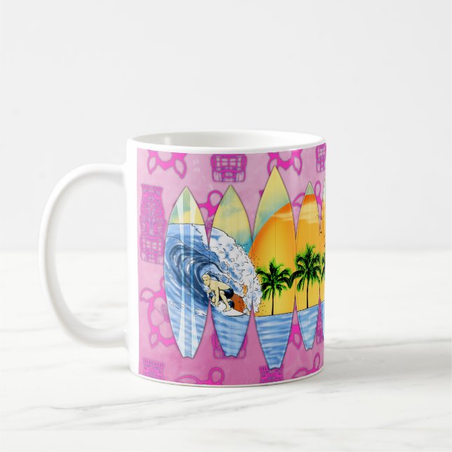 Caneca De Café Surfista e prancha (Esquerda)