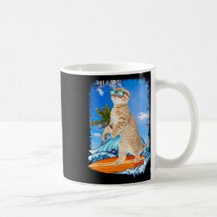 Caneca De Café Surfista Fofo Gato Havaiano Amante Surfista Praia
