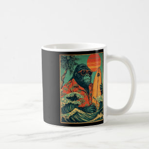 Caneca De Café Surfista Gorila Retro Havaiano Animal Surfando Pra