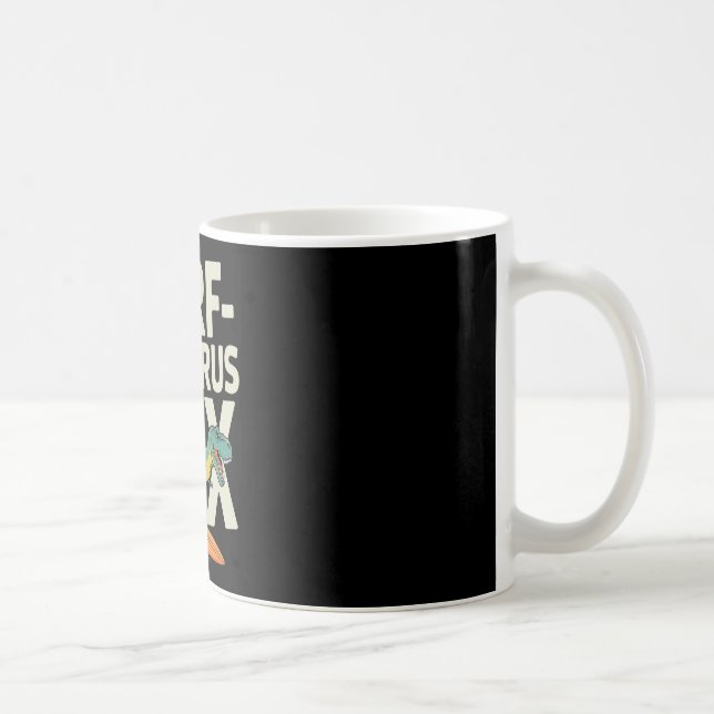 Caneca De Café Surfosaurus Rex Dinossauro Divertido de Surfar  (Direita)