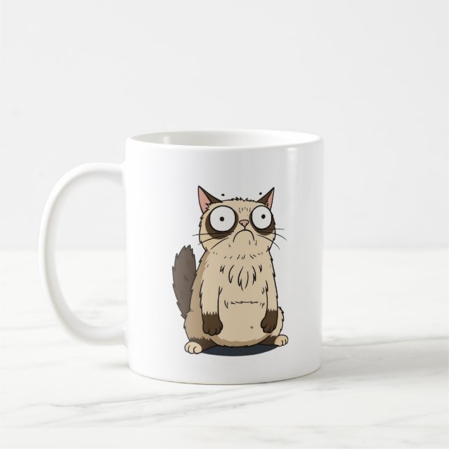 Caneca De Café Surprised Grumpy Cat Coffee Mug (Esquerda)
