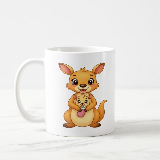 Caneca De Café Surprised Kangaroo and Her Baby - Double-Sided Mug (Esquerda)