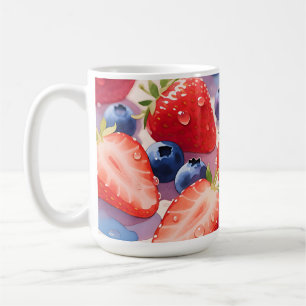 Caneca De Café Surto Fresco de Morango Mirtilo