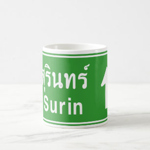 Caneca De Café Surto ⚠ Sinal de Tráfego Rodoviário na Tailân