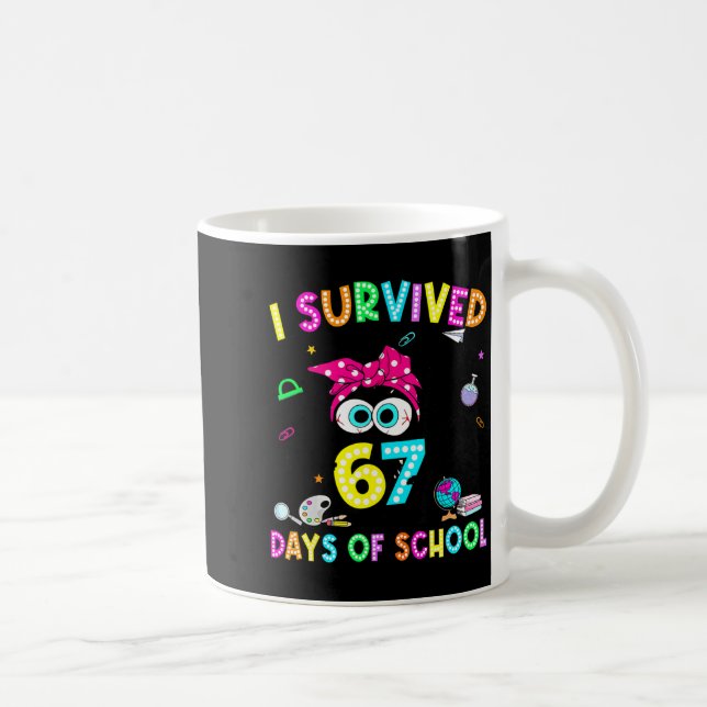 Caneca De Café Survived 67 Days Of School Six Seven Meme Teachers (Direita)