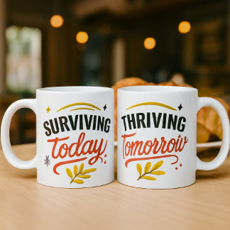 Caneca De Café Surviving Today & Thriving Tomorrow Motivational