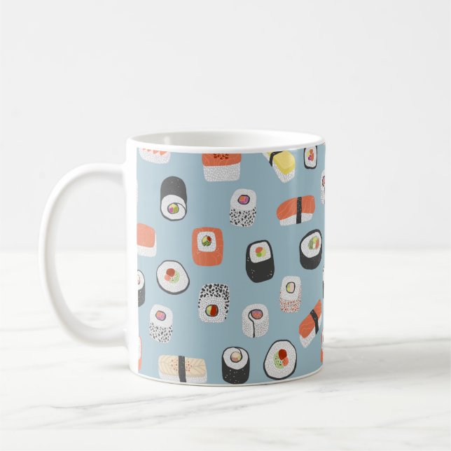 Caneca De Café Sushi Nigiri Maki Roll Patternado (Esquerda)