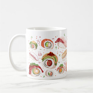 Caneca De Café Sushi Rolls & Nigiri Pattern Mug