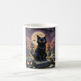 Caneca De Café Sussurros da Hora das Bruxas - Gato Negro