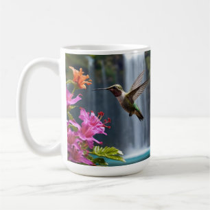 Caneca De Café "Sussurros da Natureza: Beija-flor, Cachoeira