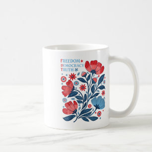 Caneca De Café Sutil Liberdade Democracia Verdade Boho Floral 4 D