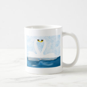 Caneca De Café Sutis Swans in Love (formas cardíacas)