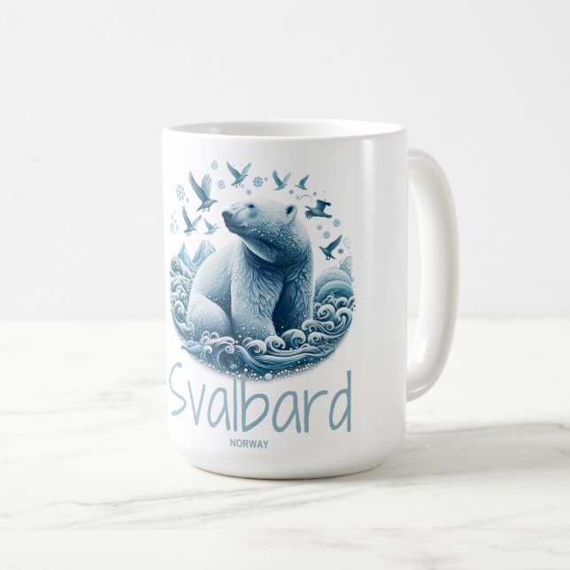Caneca De Café Svalbard Spitsbergen Urso polar artístico, Noruega (Frente Esquerda)