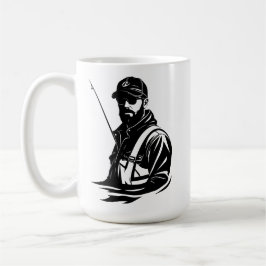 Caneca De Café SVG Personalizado Voador Pescador e Vara