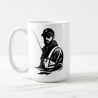 Caneca De Café SVG Personalizado Voador Pescador e Vara