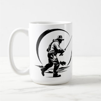 Caneca De Café SVG Personalizado Voador Pescador e Vara