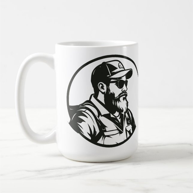 Caneca De Café SVG Personalizado Voador Pescador e Vara (Esquerda)