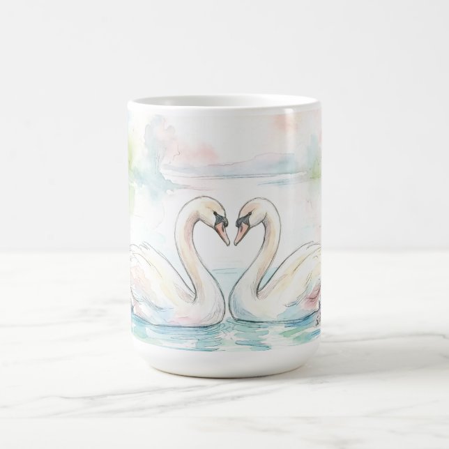 Caneca De Café Swan Lovers - Valentine's Day (Centro)