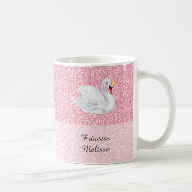 Caneca De Café Swan Princesa Monograma Cor-de-rosa-claro Café Mug (Direita)