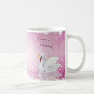 Caneca De Café Swan Princess Pin Glitter Lake Monograma
