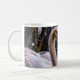 Caneca De Café Swans Românticos em uma Terra Maravilha de inverno