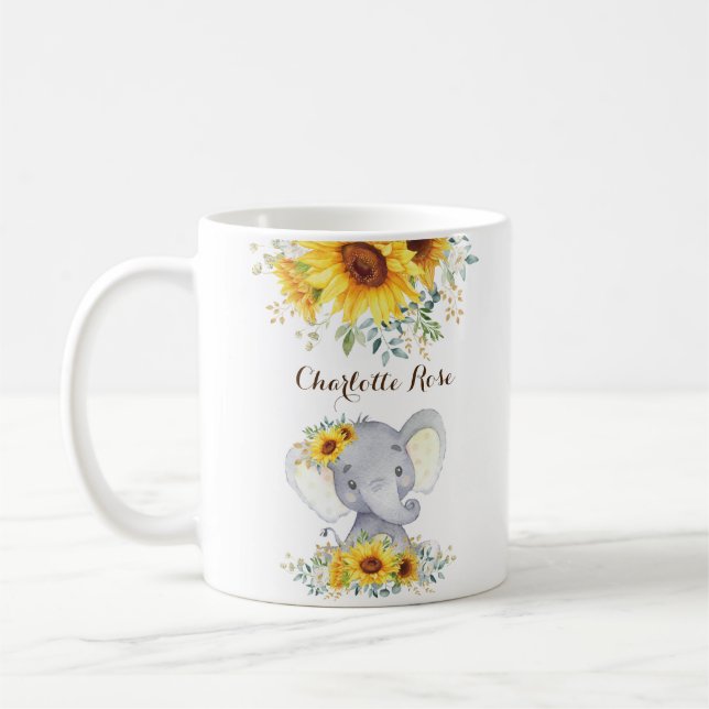 Caneca De Café Sweet Baby Elephant Boho Watercolor (Esquerda)