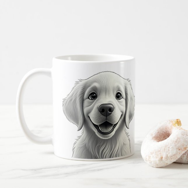 Caneca De Café Sweet Golden Joy: Pixar-Style Puppy Friends (Com Donut)