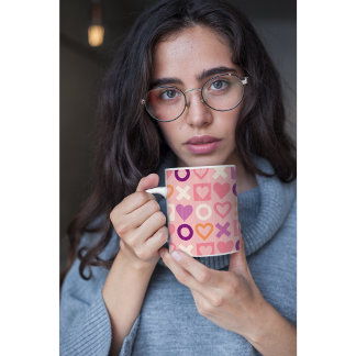 Caneca De Café Sweet Love Hearts & Hugs XOXO Modern Abstract