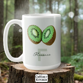 Caneca De Café Sweet Modern Minimamente Verde Crochet Kiwi