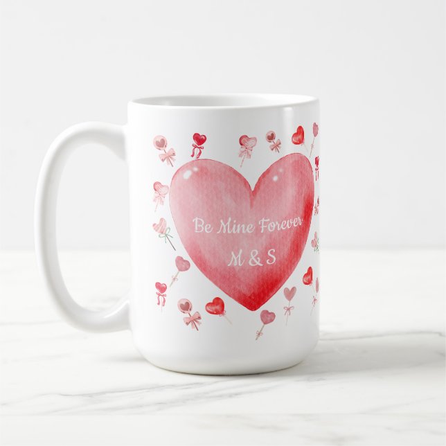 Caneca De Café Sweet Watercolor Heart Valentine Mug (Esquerda)