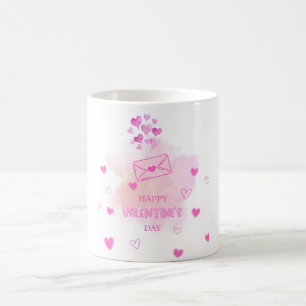 Caneca de café Sweet Watercolor Hearts Dia dos Nam