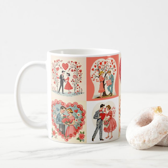 Caneca De Café Swingin' Sixties Valentine Patchwork (Com Donut)